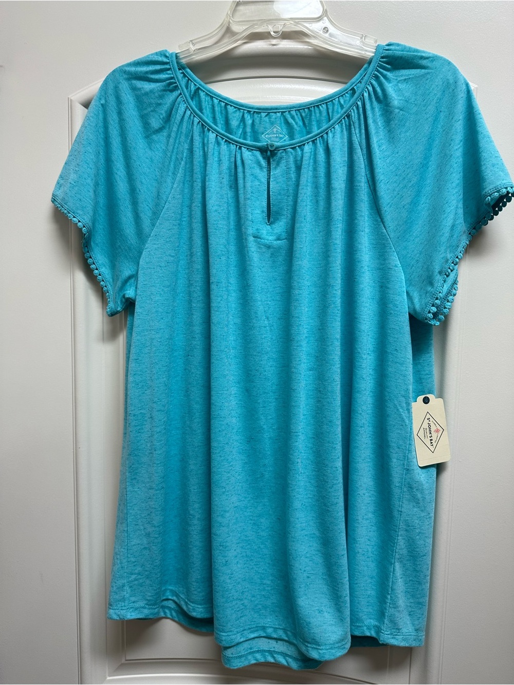 St. John’s Bay Women's Turquoise Short-Sleeve Peasant Top, XXLT, NWT